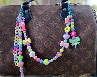 Rainbow Beaded Purse Charm | Pastel Gummy Bear, Star, & Heart Charms