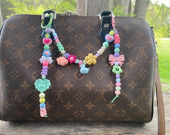 Colorful Beaded Bag Charm: Pastel Rainbow Purse Accessory