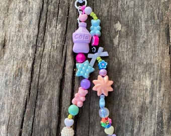 Colorful Beaded Bag Charm: Rainbow Keychain with Stars & Hearts