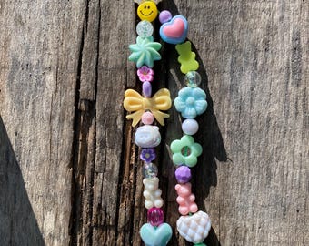 Pastel Beaded Bag Charm | Kawaii Keychain, Backpack Accessory