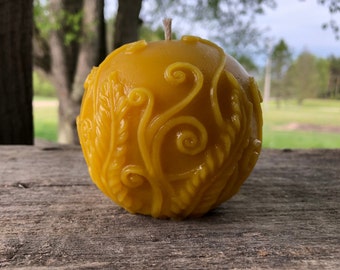 Michigan Beeswax Fern Ball Candle: Farmhouse Centerpiece