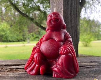 Red Beeswax Buddha Candle: Meditation, Yoga, Spiritual Gift