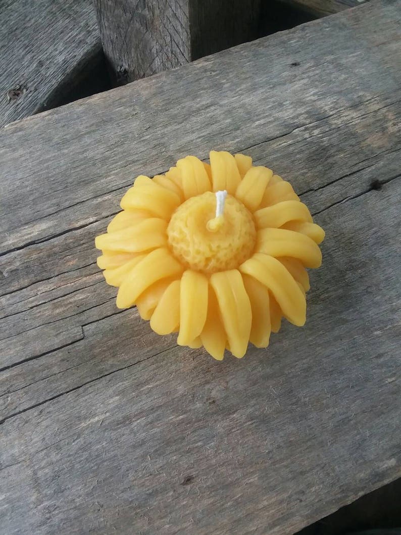 Beeswax Candle Sunflower Floating Candle Flower Candle Etsy