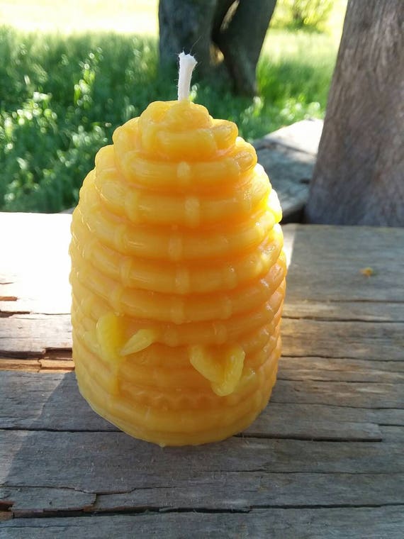Beehive Skep Candle Handmade Gift Michigan Beeswax Candle