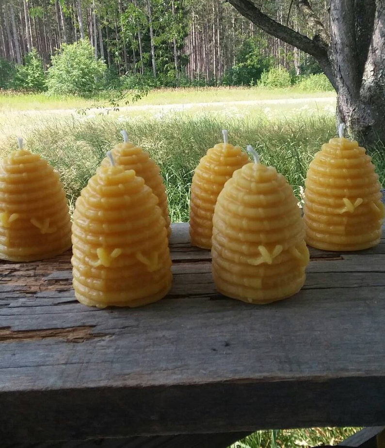 Set of 6 Michigan Beeswax Candles Beehive Skep Candle Etsy