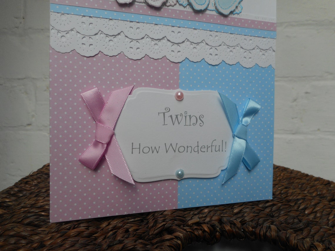 Handmade Birth Card for Twins Etsy UK