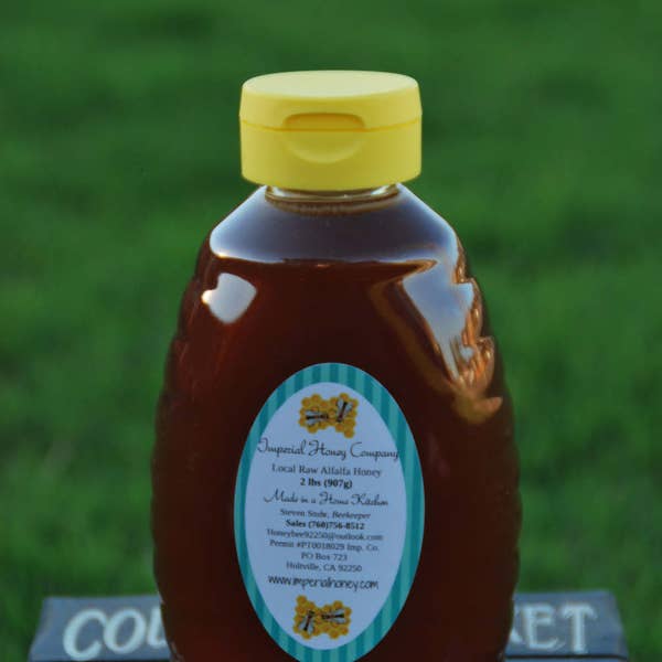 2 lbs- Pure, All Natural Raw (Unprocessed/Unpasteurized) Alfalfa Honey in squeeze bottles