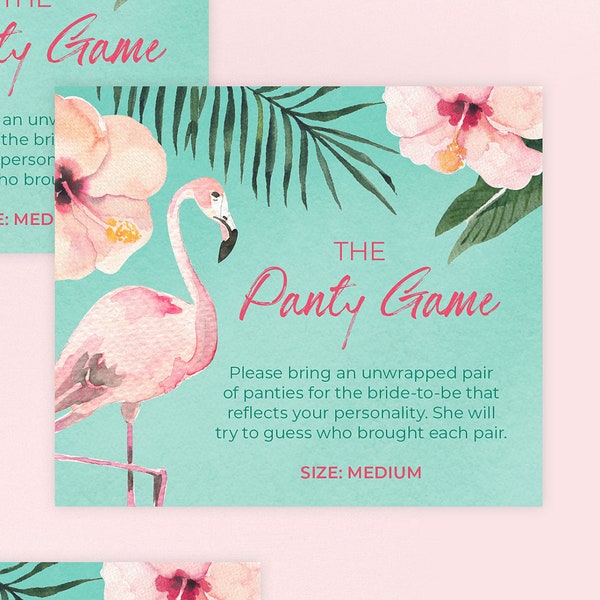 Let's Flamingle Bachelorette Party Panty Game Card and Sign - Instant Download Printable File