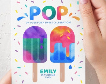 Popsicle Invitation for a Summer Birthday Party / Instant Download Printable Invitation File / Swimming Pool Party