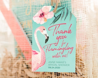 Flamingo Party Favour Tags for Flamingle Party - Printable Instant Download File