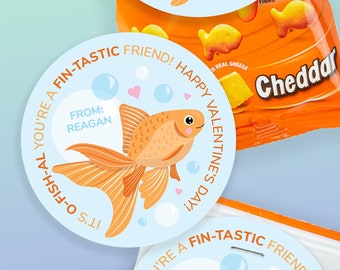 Kids Classroom Valentines Day Cards for Goldfish Crackers | Printable School Valentine Cards
