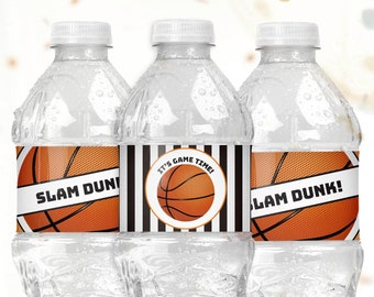 Printable Basketball Baby Shower Water Bottle Labels Black &amp; - Etsy