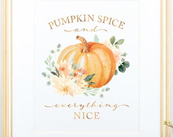 watercolor pumpkin spice and everything nice, watercolor pumpkin
