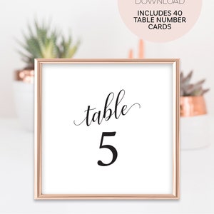 Elegant Black and White Wedding Table Numbers - Printable Modern Wedding Table Decor - Instant Download Wedding Decor - Wedding Decorations