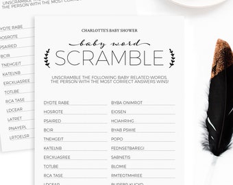 Baby Word Scramble Game for Baby Shower - Printable Baby Shower Game - Instant Download