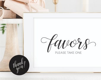 Wedding Favors Sign and Party Favor Tags - Instant Download Wedding Decor - Printable Thank You Stickers