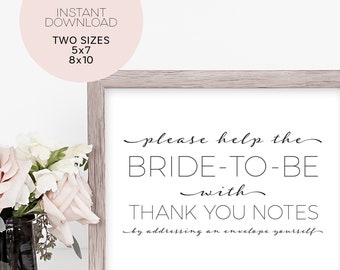 Address an Envelope Sign Bridal Shower Sign Printable Bridal Shower Envelope Sign Bridal Shower Decorations Black and White Digital Download