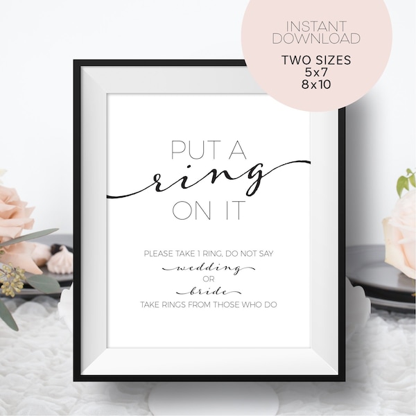 Put a Ring On It Game Printable File - Bridal Shower Games Instant Download - Bridal Shower Ring Game Sign - Don't Say Bride or Wedding Game