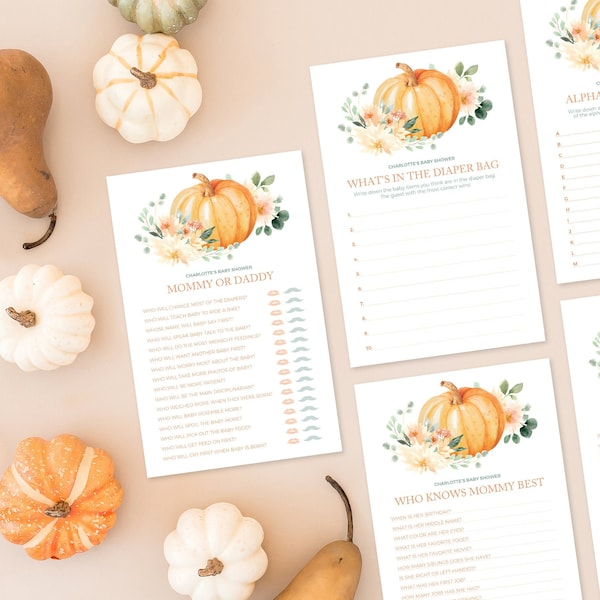 Little Pumpkin Baby Shower Games - Printable Instant Download Bundle of 12 Games - Download, Personalize and Print for Fall Baby Shower