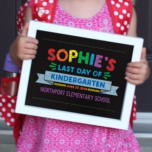 Letzter Schultag Zeichen druckbare Datei / Kreidetafel Letzter Tag des Kindergarten Zeichens / personalisierte Schulandenken / Fotorequisite