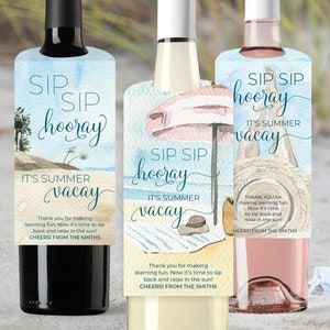 Teacher Appreciation Gift Tags for Wine | Summer End of Year Teacher Gift