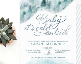 Baby It's Cold Outside Baby Shower Invitation Printable Instant Download File - Winter Baby Shower Invitation you can Personalize