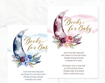 Over the Moon Books for Baby Invitation Insert Cards for Baby Shower - Printable Instant Download File