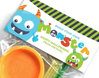 Halloween Treat Bag Topper - Build Your Own Monster Printable for Halloween or Monster Party Favours - Non-Candy Halloween Treat for Kids