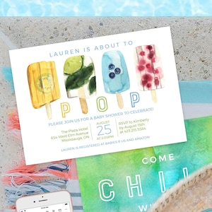 She&#39;s Ready to Pop Baby Shower Invitation - Popsicle Baby Shower Invitation for Summer Party - Printable Instant Download File