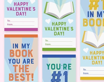 Bookmark Valentine Cards for Kids - Classroom Valentine Gifts for Book Lovers - Printable School Valentines