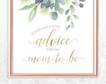 Succulent Baby Shower Advice Cards and Sign Printable Instant Download File - Advice for the Mom-to-be - Baby Shower Decorations
