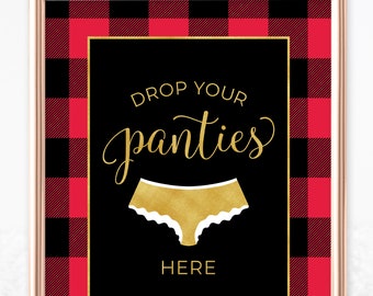 Flannel Fling Panty Game Cards and Drop Your Panties Sign - Printable Instant Download Files for Bachelorette Party or Hen Party