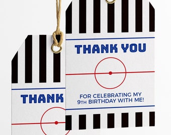 Hockey Thank You Tags for Hockey Birthday Party - Instant Download Printable File - Hockey Tags for Party Favors, Loot Bags or Coach Gift