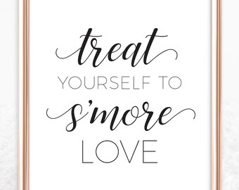 Smore Love bröllopsskylt utskrivbar fil - Unna dig själv en svartvit Smore Love-skylt