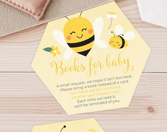 Książki Bee Baby Shower dla niemowląt Wkładane karty - Wydrukuj natychmiastowy plik do pobrania