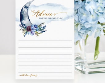 Over the Moon Baby Shower Advice Cards - Printable Instant Download Files