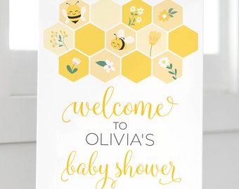 Bee Baby Shower Welcome Sign for Mama-to-Bee - Printable Instant Download File - Baby Shower Decorations