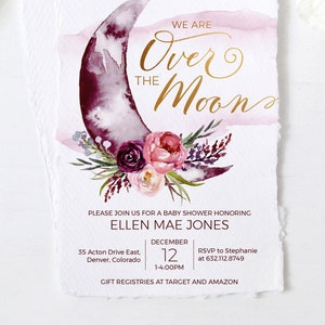 Rose Gold Baby Shower Invitation Instant Download Editable PDF BG01LM Burgundy Floral Oh Baby Shower Invite Boho Gender Neutral Backside