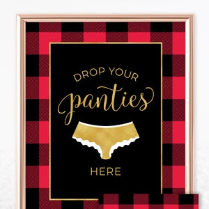 Flannel Fling Panty Game Cards and Drop Your Panties Sign