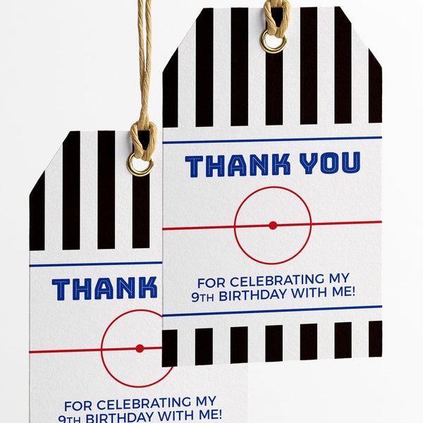 Hockey Thank You Tags for Hockey Birthday Party - Instant Download Printable File - Hockey Tags for Party Favors, Loot Bags or Coach Gift