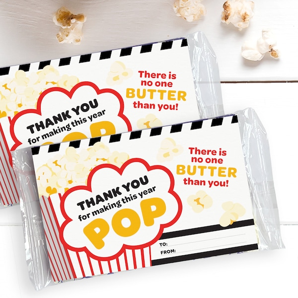 Microwave Popcorn Cards for Teacher and Student Thank You Gifts | Printable Instant Download File