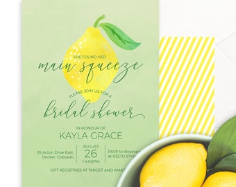 Zitrone-Brautparty-Einladung druckbare sofortige Download-Datei - sie fand ihre Haupt-Squeeze-Brautparty-Einladung - Citrus Bridal Shower