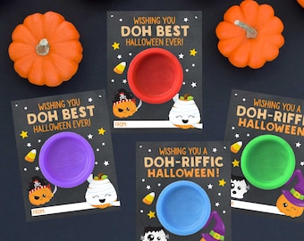 Halloween Play-Doh Cards for Kids - Non-Candy Halloween Treats for Kids - Printable Instant Download File - Halloween Printable Cards