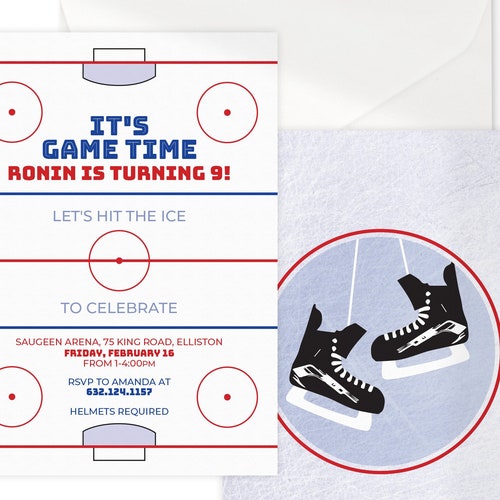 Ice Skating Birthday Party Invitation Ice Hockey Invite Hockey - Etsy