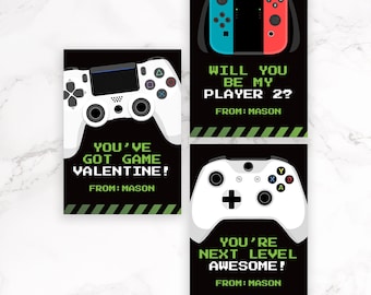 Video Game Valentines Day Cards for Kids - Printable Gamer Classroom Valentine's Day Cards