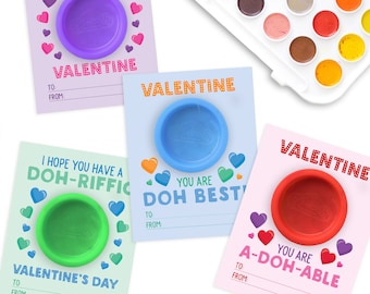 Play Doh Valentines Day Cards for Kids - Non-Candy Playdoh Classroom Valentines - Printable Instant Download File