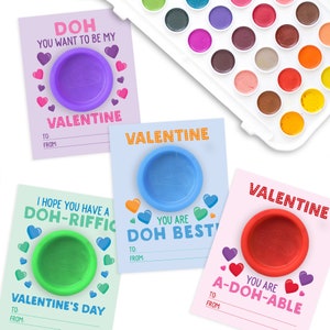 Cartes Play Doh imprimables pour la Saint-Valentin | Saint-Valentin en classe sans bonbons
