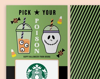 Halloween Gift Card Holder | Pick Your Poison Halloween Birthday Card | Halloween Teacher Gift | Coffee Card Holder