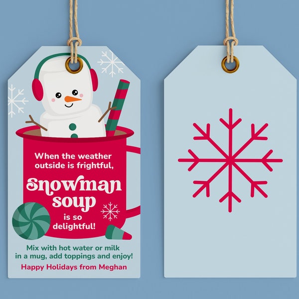 Snowman Soup Gift Tags | Hot Chocolate Gift Tags | Winter Treat Bag Tags | Christmas Gift Tags for Kids