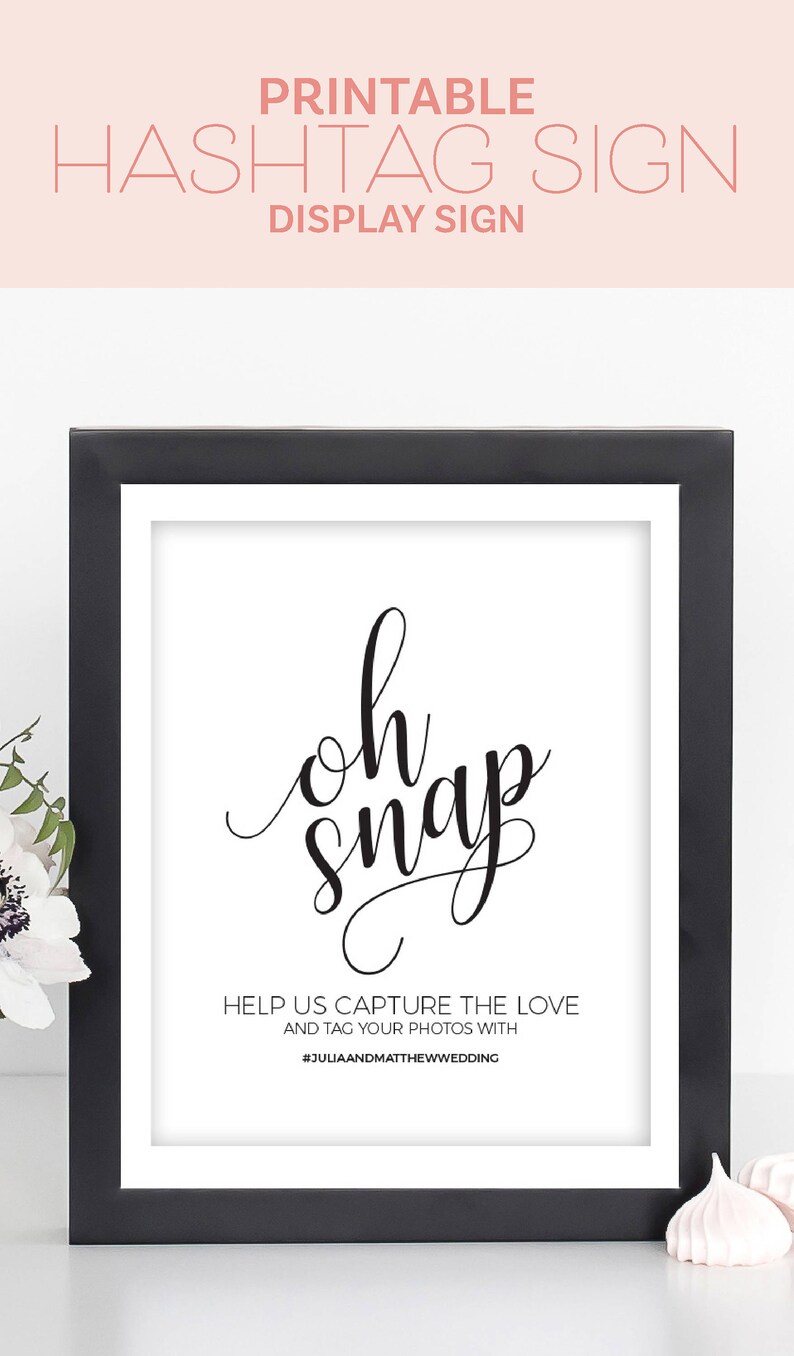 Wedding Hashtag Sign Printable Template Instagram Wedding Sign | Etsy
